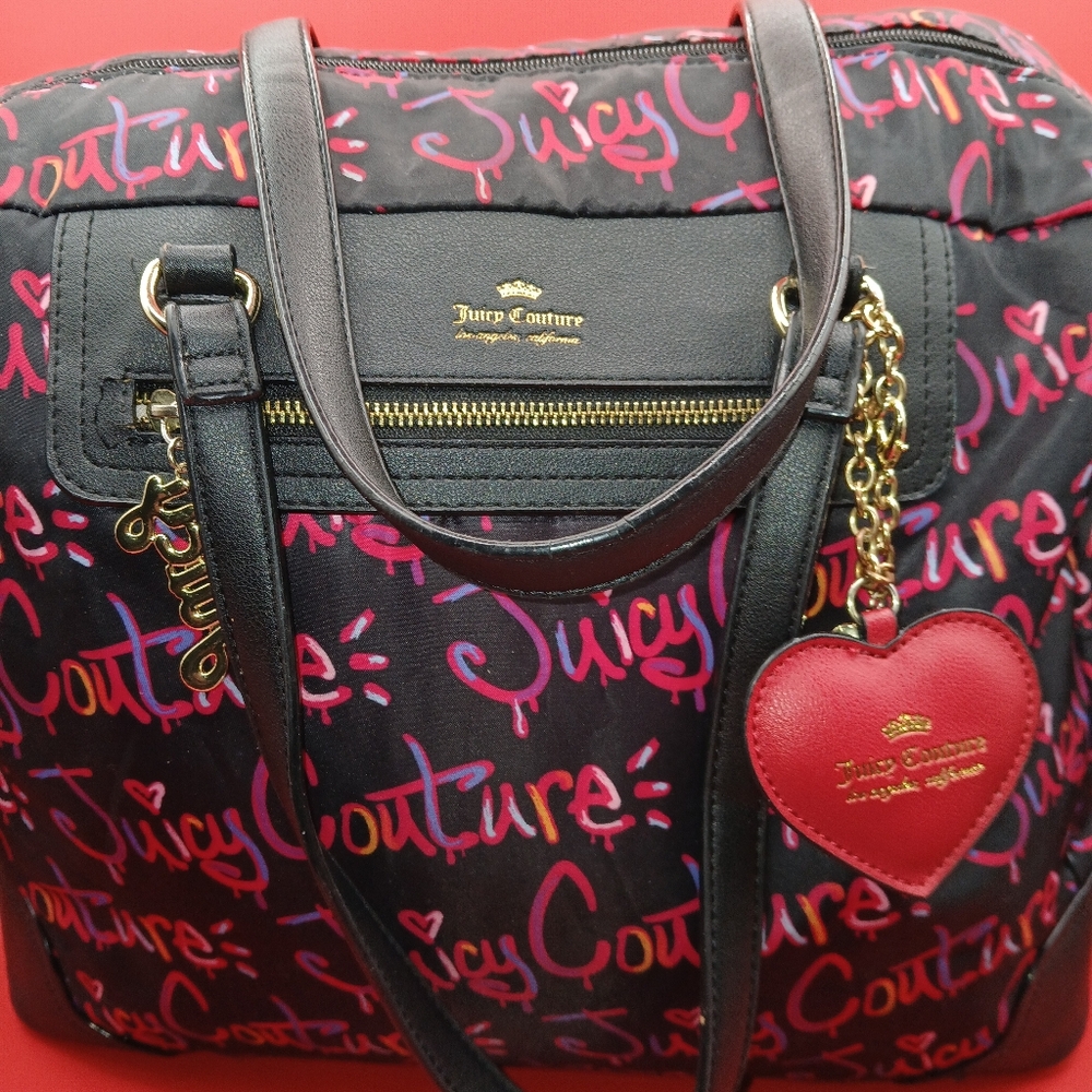 Juicy Couture Black and Pink Graffiti Totes